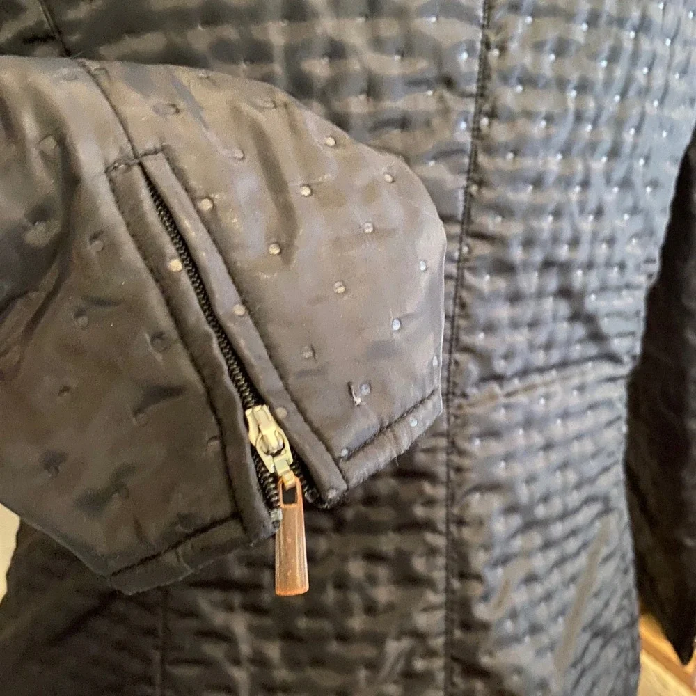 Talbots Quilted Jacket Vintage Dark Academia Outerwear Women 8 Black Zip Up